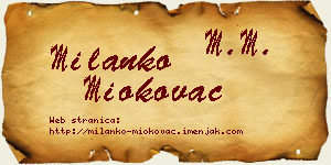 Milanko Miokovac vizit kartica